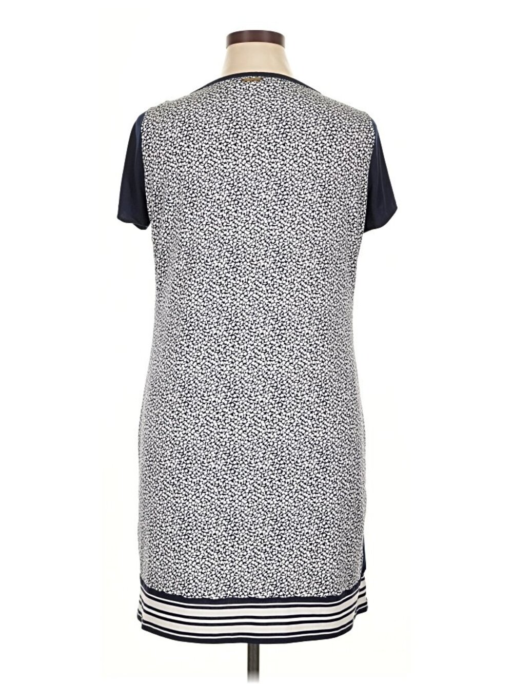 MICHAEL Michael Kors Navy Floral Shift Dress Cap Sleeve Striped Hem Size XL - Picture 4 of 7